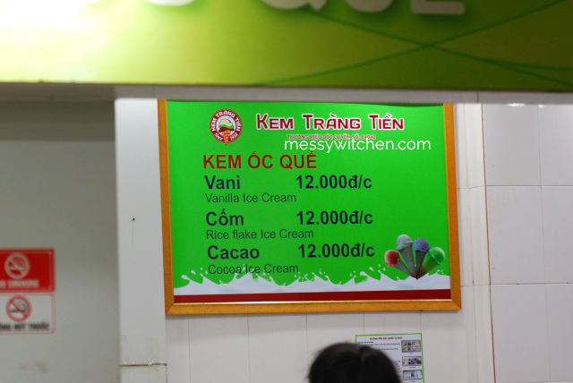Kem Ốc Quế (Ice-Cream Cones) Price List @ Kem Tràng Tiền, Hoan Kiem, Hanoi